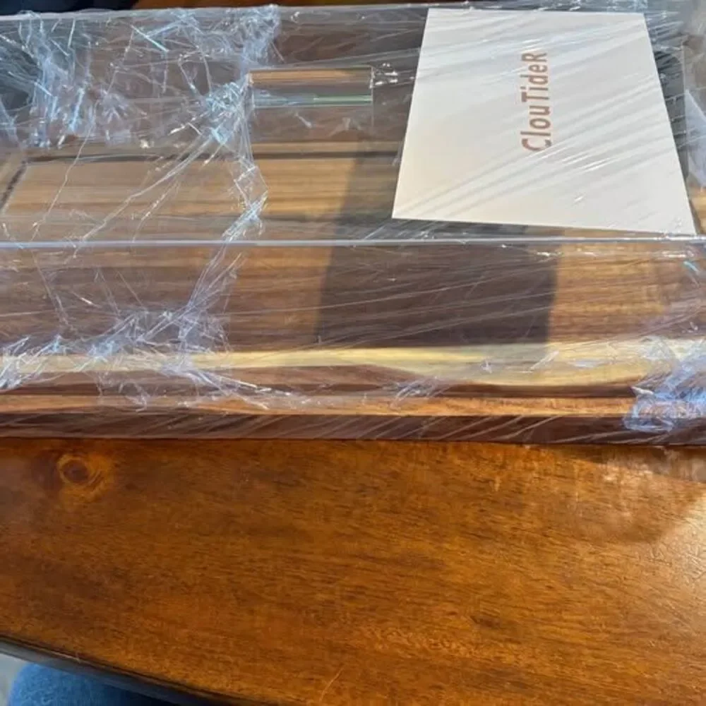 Acacia Wood Cake Stand & Acrylic Lid, 2-in-1 Charcuterie Table Display Set